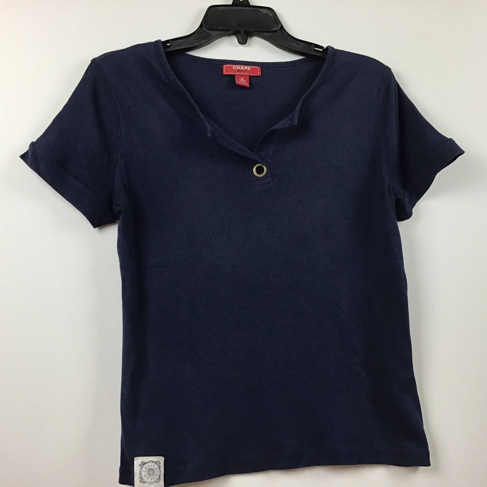 Tee,Chaps,navy,short sleeved.